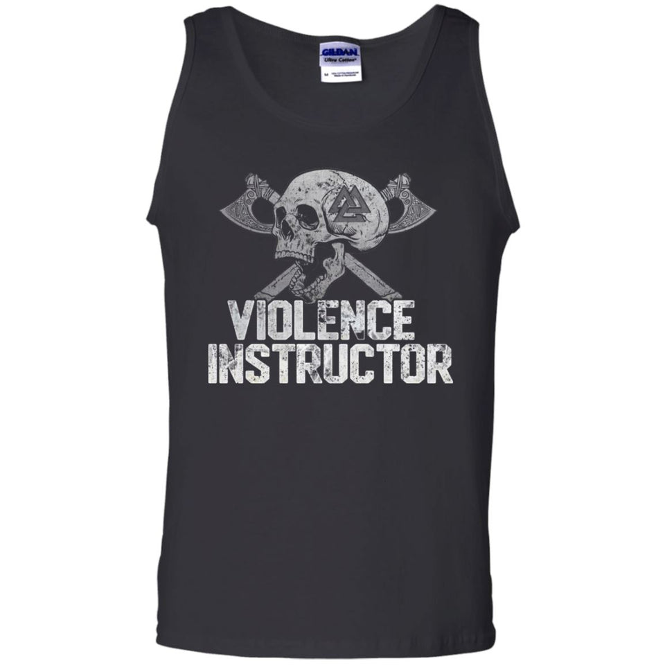 Viking Tshirt Apparel, Violence Instructor, FrontApparel[Heathen By Nature authentic Viking products]Cotton Tank TopBlackS
