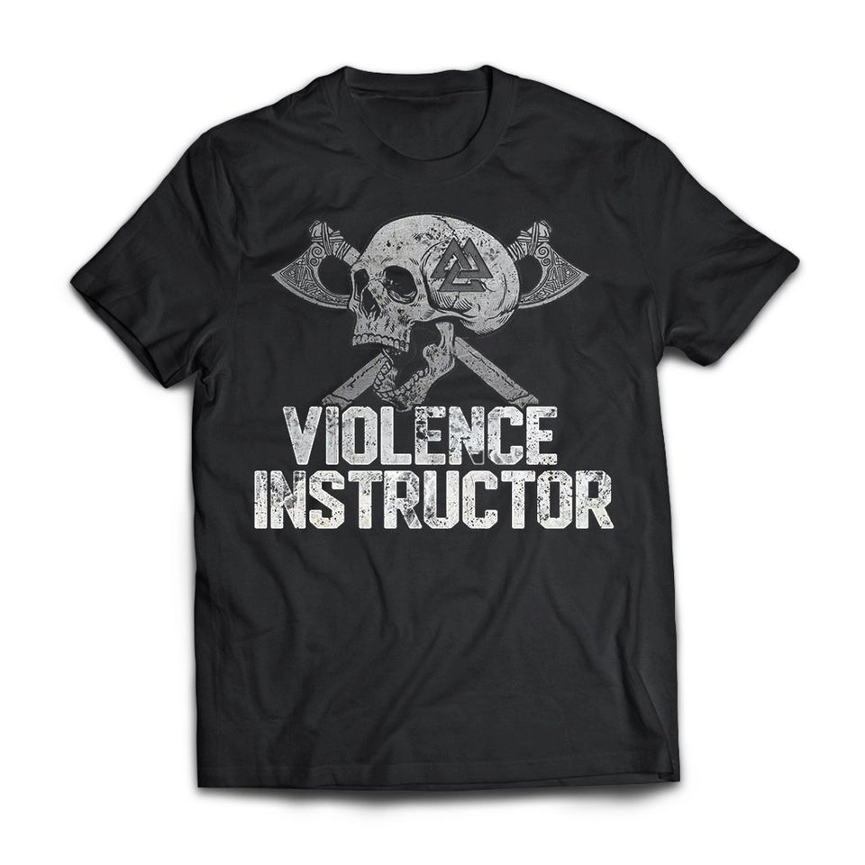 Viking Tshirt Apparel, Violence Instructor, FrontApparel[Heathen By Nature authentic Viking products]Next Level Premium Short Sleeve T-ShirtBlackX-Small