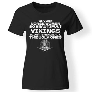 Why are Norse women so beautiful, FrontApparel[Heathen By Nature authentic Viking products]Next Level Ladies' T-ShirtBlackX-Small